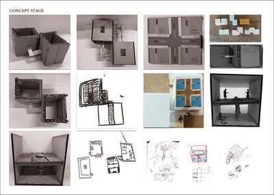 The image presents a collage of architectural concepts in their early stages. It showcases a variety