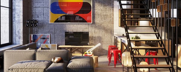 Charismatic loft with modern art