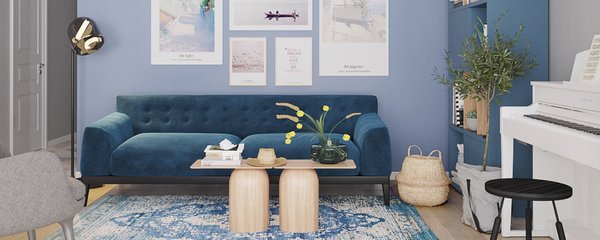 Light colored apartment with floor-to-ceiling windows