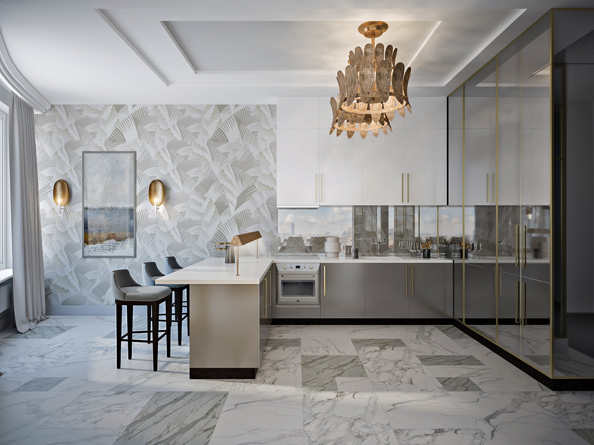 Elegant interior based on the best Art Deco traditions