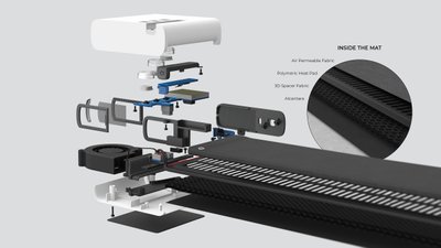 This image is an exploded view diagram of a product, showcasing its internal components and layers. 