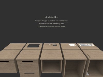 The image showcases a modular unit system, featuring various types of units available for purchase. 