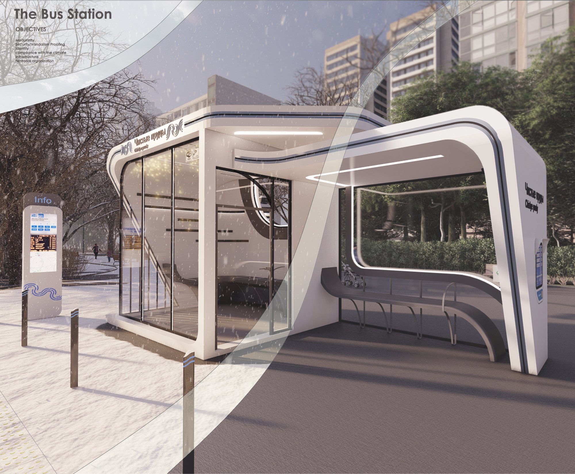 Network of modular bus stops.