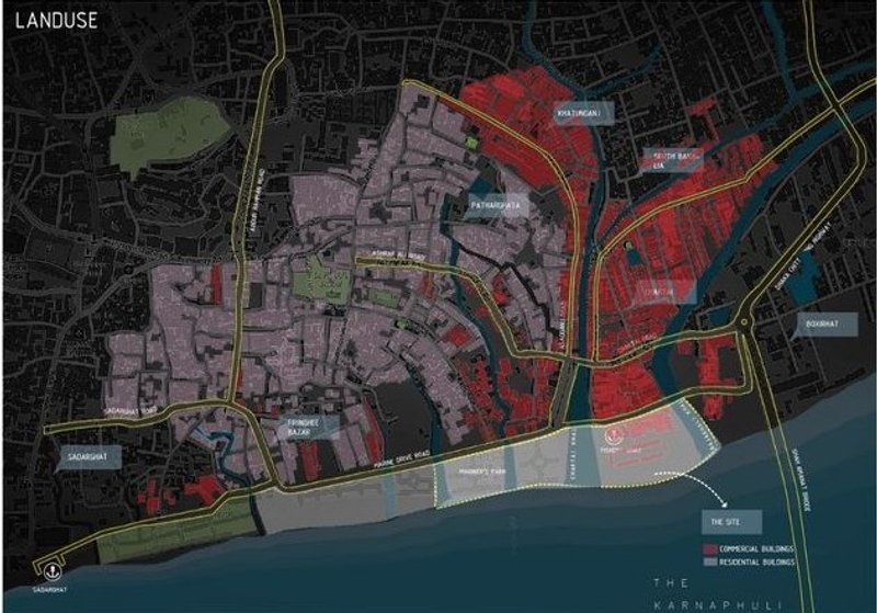 Karnaphuli Riverfront land use map: Residential, commercial, and the project site.