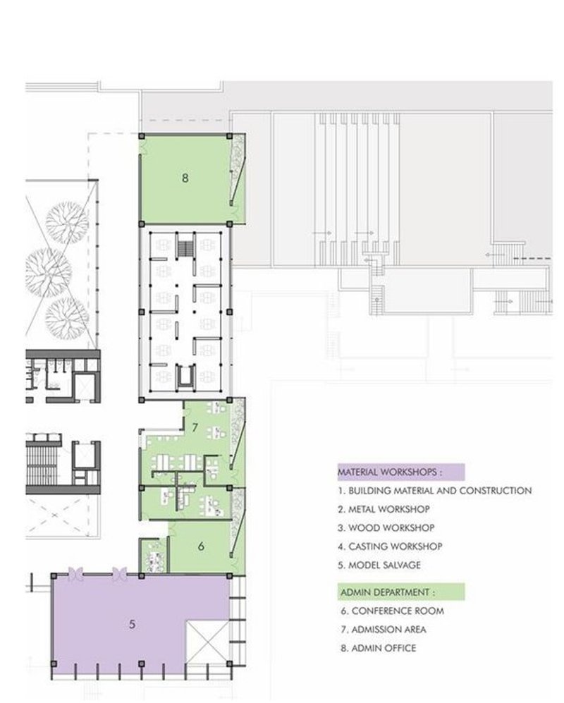 INTERSECT floor plan: Workshops, admin, and collaborative spaces.