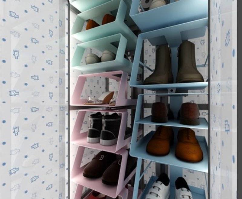 Efficient internal shelving system – customized compartments for various shoe types.