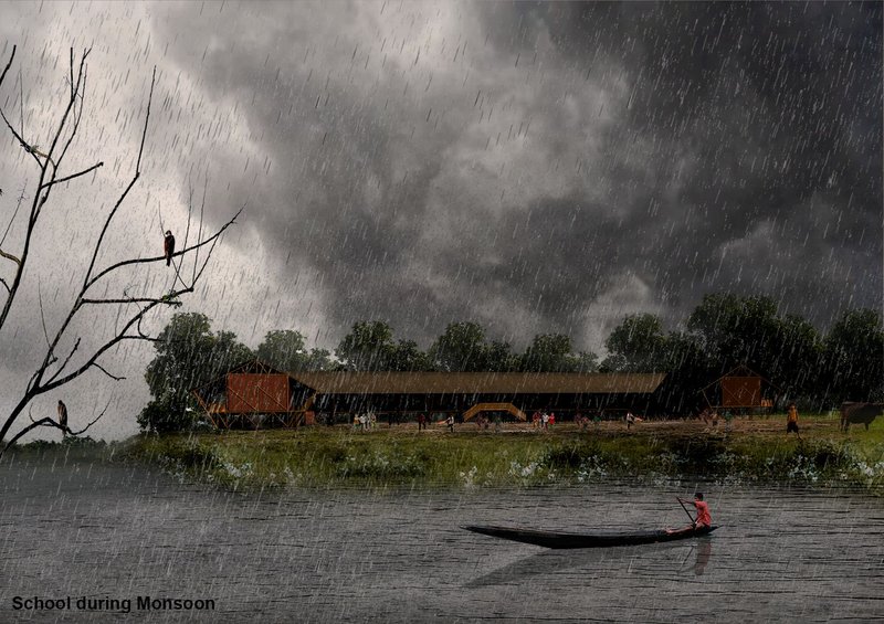 School during Monsoon: A resilient structure designed to withstand seasonal challenges in Hakaluki Haor
