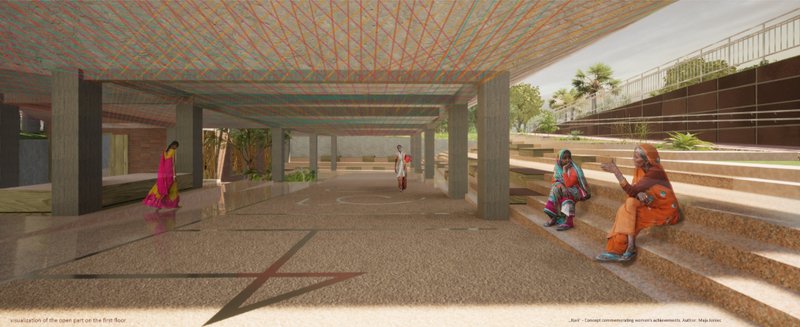 Open-plan design fostering community interaction and education.