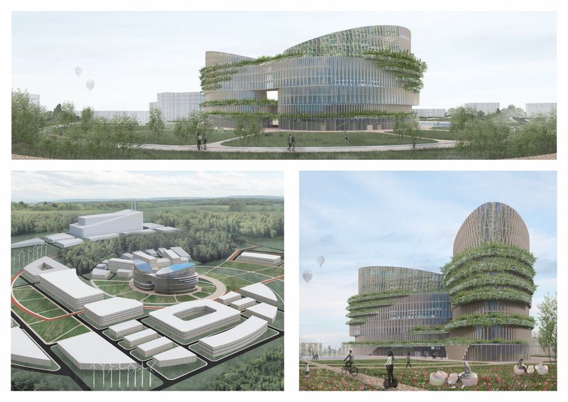 Technopark: A sustainable architectural innovation merging recycling, research, and green design for a harmonious future.