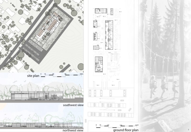 Site plan, elevation views, and ground floor plan for "In Green," showcasing the seamless integration of the architectural design with the natural environment in Australia.
