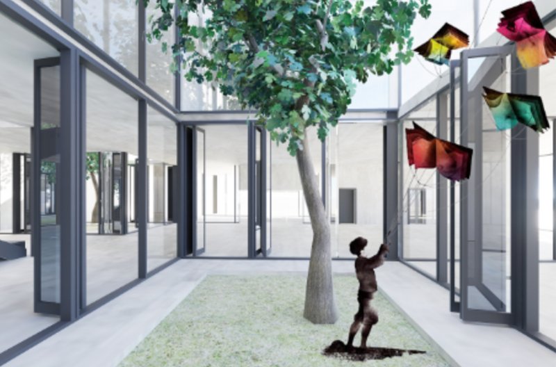 A playful interaction zone blending art and nature for a dynamic user experience