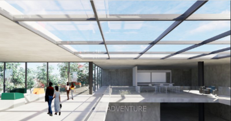 Skylight illuminating the learning spaces with abundant natural light.