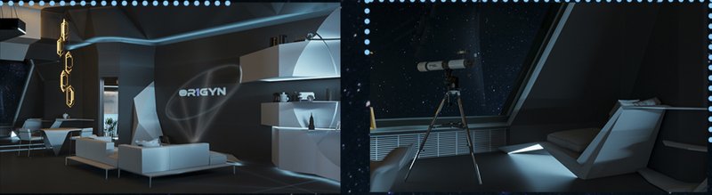 Cutting-edge interiors with sleek designs and advanced materials for a comfortable cosmic living experience.