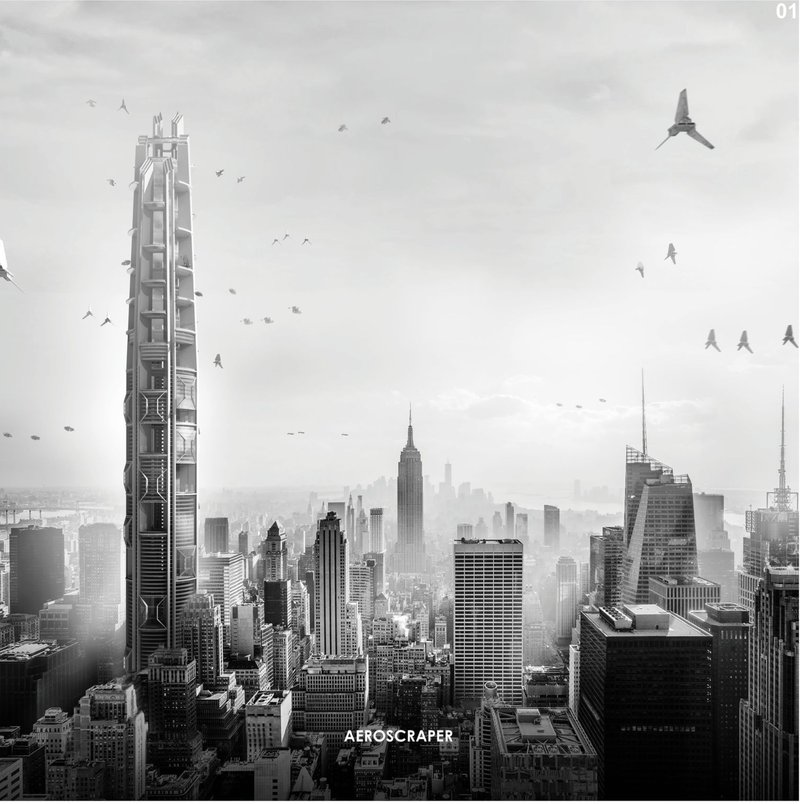 Aeroscraper: A bold architectural marvel reshaping New York City's skyline with futuristic design and airborne mobility solutions.