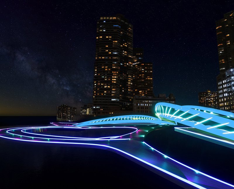 The Lightwell District coming alive under the stars, redefining urban illumination.