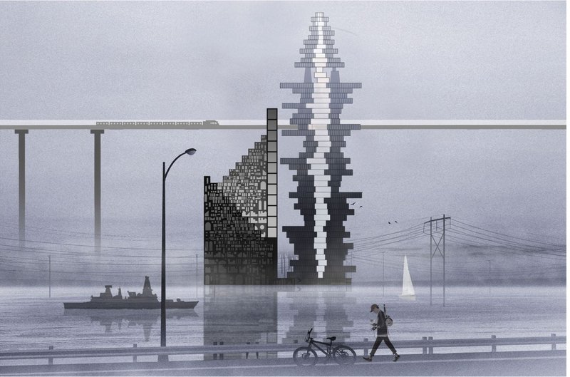 A striking architectural vision merging modern design with natural elements, symbolizing the future of sustainable urban landscapes.