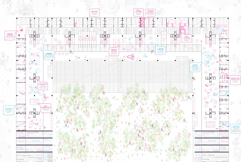 A detailed view showcasing the interconnectivity of shared spaces where individuals can meet, collaborate, and thrive.
