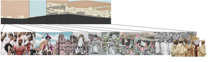 A vivid tapestry of global traditions, highlighting the richness of multicultural festivals and their coexistence in a unified architectural setting.