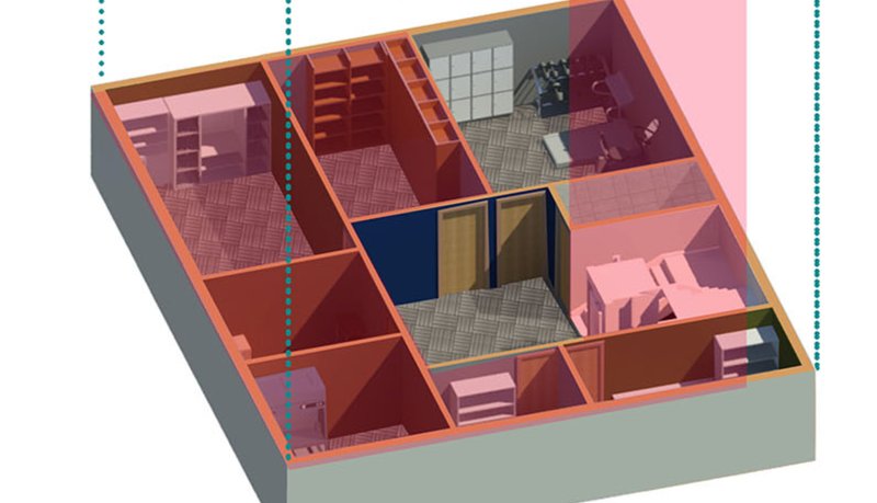 Basement utilities and parking facilities layout in the Turquoise House.