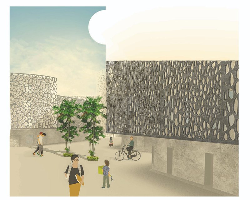 Mixed-use buildings in Besahapio combine functionality and sustainability, creating a vibrant and energy-efficient urban center.