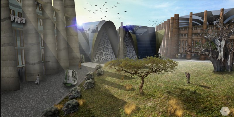 A serene mix of eco-conscious architecture and natural landscapes, Hexagon City embraces sustainable living.