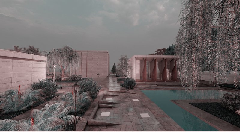 Outdoor relaxation zones harmoniously blending architecture with nature.