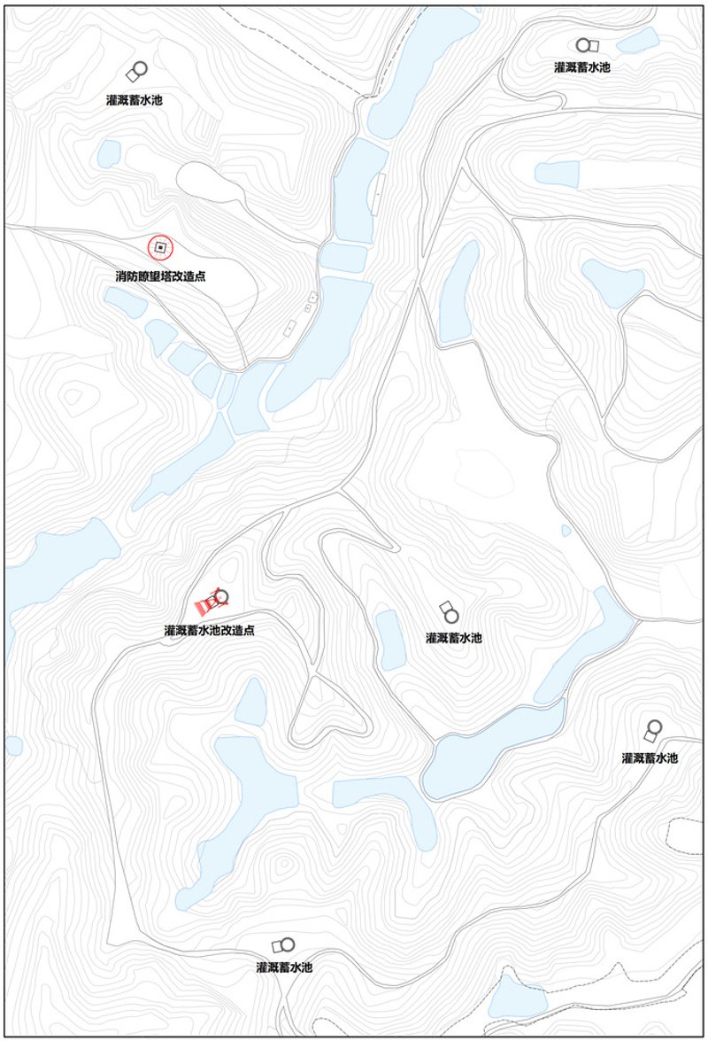 Site map: locations of the reservoir and tower interventions within the broader Suixian agricultural landscape