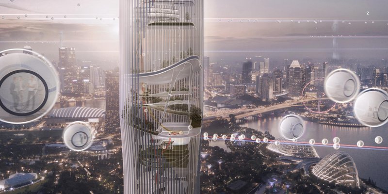 The towering Magnet skyscraper integrates futuristic magnetic levitation with lush vertical gardens, revolutionizing urban landscapes.