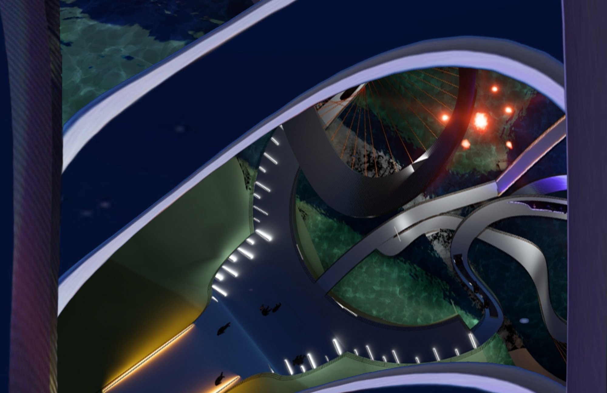 Twilight Crossing: A Pedestrian Bridge That Performs with Light and Water