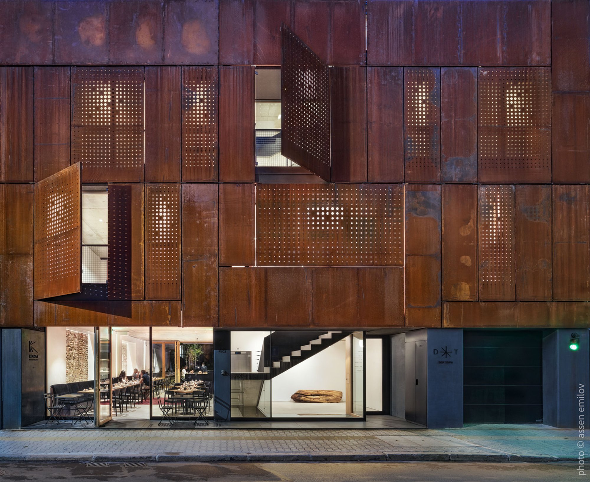 I/O Architects Wrap a Sofia Mixed-Use Tower in a Perforated Corten Steel Shell
