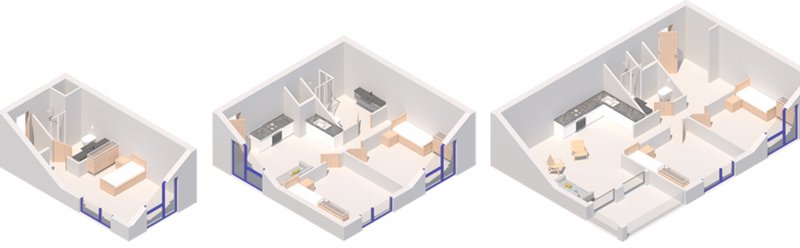 Flexible apartment designs catering to diverse family sizes and preferences.