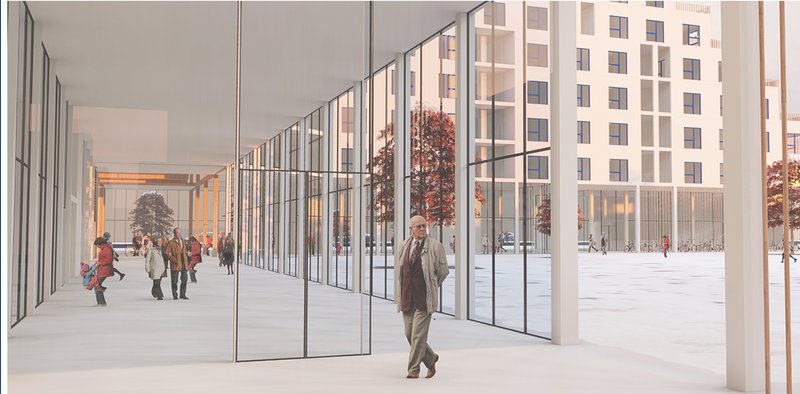 A spacious, light-filled corridor bridging indoor and outdoor spaces seamlessly.