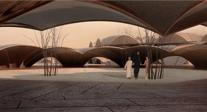 Elegant arches and open spaces: A harmonious blend of form and function in the Sahara's Nomadic Nest.