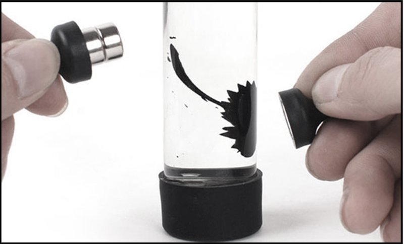 A close-up view of fluid responding to magnetic forces, illustrating real-time adaptability.