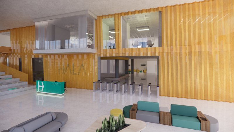 Origami-Inspired Architecture: Clean lines and sharp folds mirror HALA's transformative approach to design and solutions.