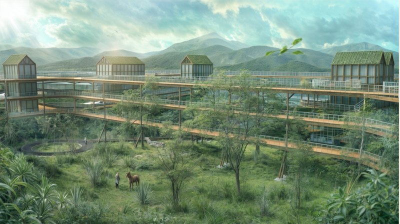 Green Residential Spaces: Innovative elevated housing designs blending seamlessly with the valley's natural landscape.