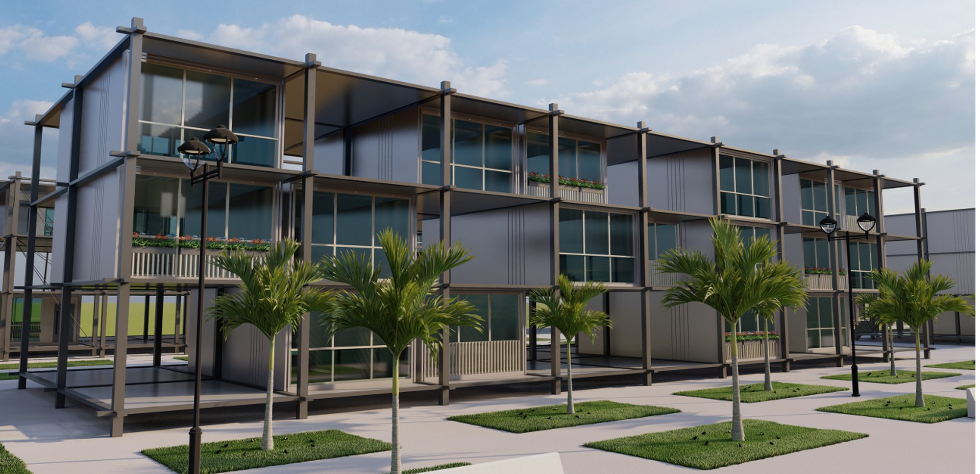 Compact Home: Industrial Steel Frames and Courtyards for Affordable Density