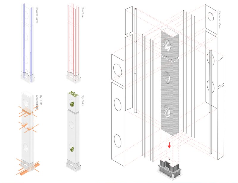 Precision in design: The Federal Office Tower's structural framework showcases its engineering brilliance.