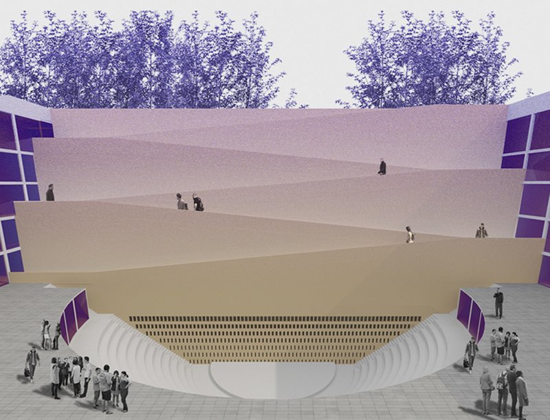 The amphitheater at Hustle Hub: A space for events, collaboration, and inspiration.