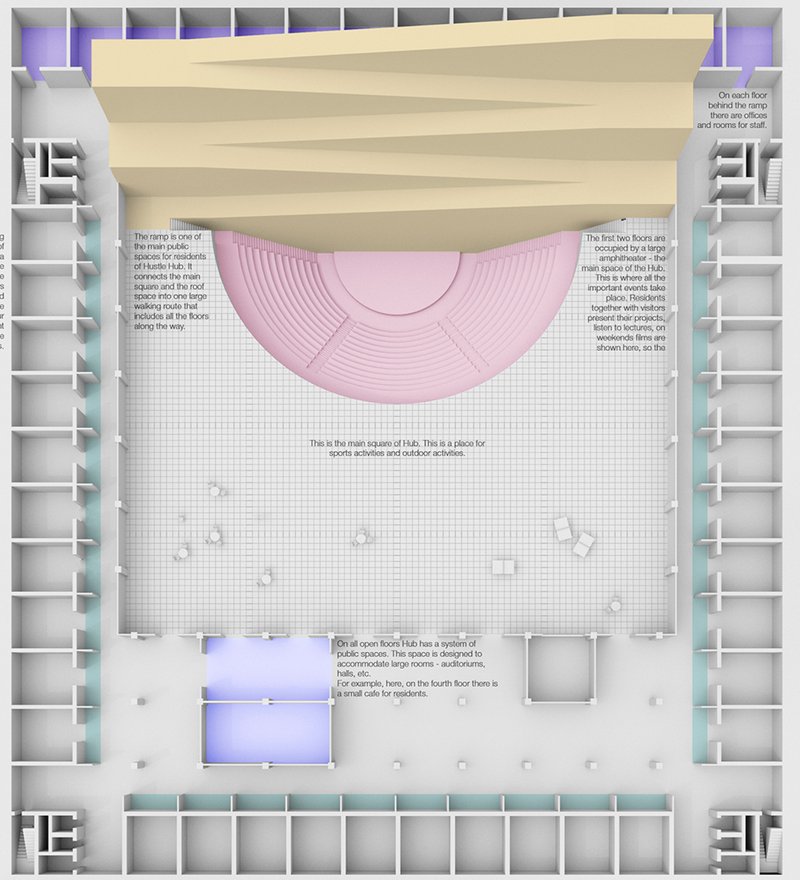 Hustle Hub floor plan: Thoughtfully designed for community engagement and personal growth.