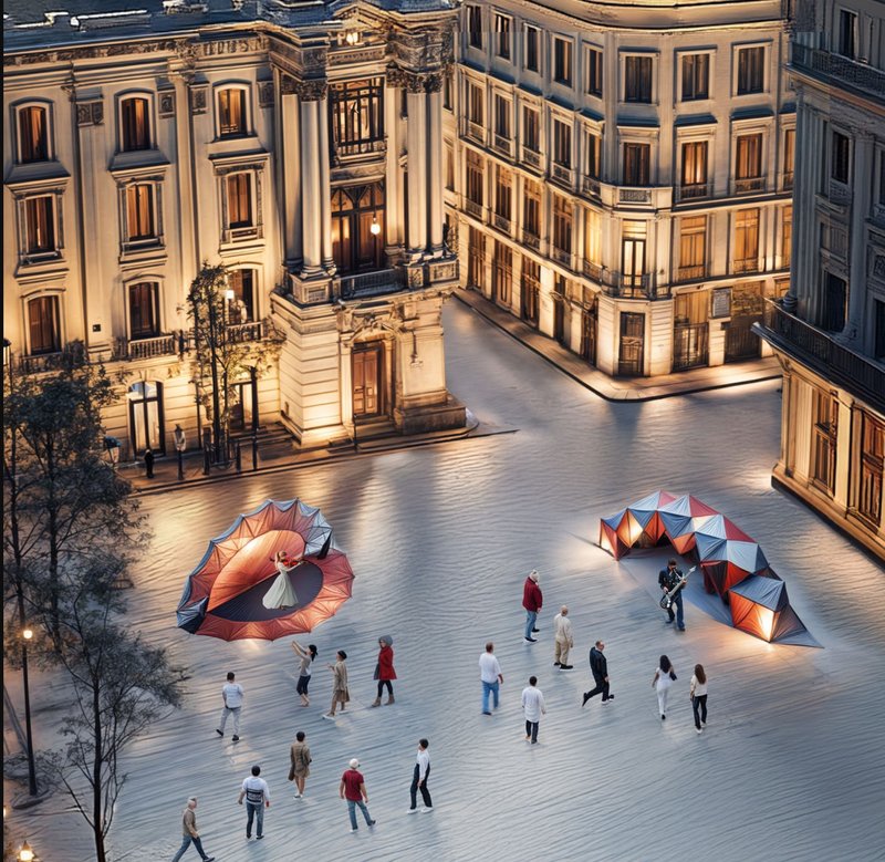 AeroStage enhances public spaces with vibrant designs, hosting diverse performances and bringing art closer to the community.