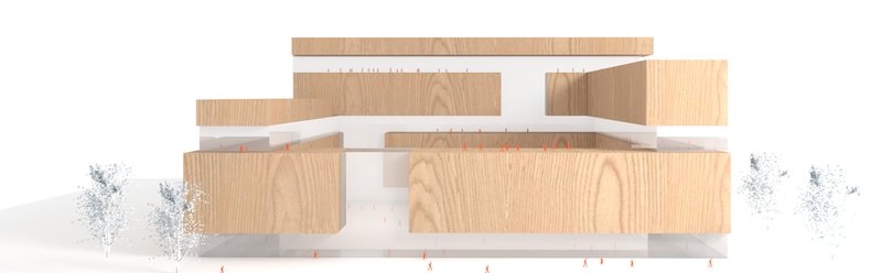 Concept model illustrating the block's spatial organization and design.