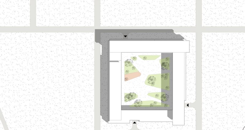 Detailed layout of the site plan, demonstrating functional spatial distribution.