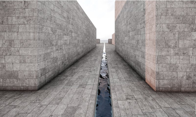 Linear Perspective: Walls of varying heights guide visitors through intimate spatial experiences.