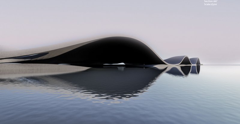 Architectural Waves: Fluid architectural design inspired by the contours of water and land.