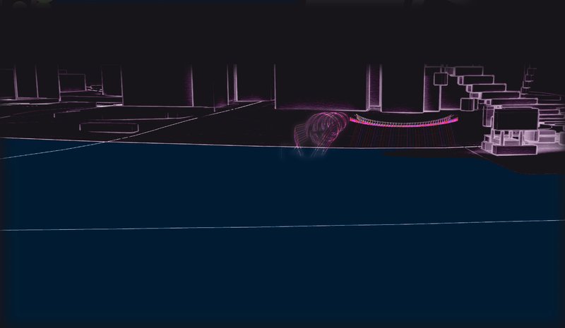 Visual representation of how the Portal bridges both sides of the Thames with light and sound.