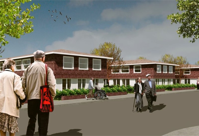 A vibrant walkway surrounded by greenery, offering a safe and pleasant environment for residents.