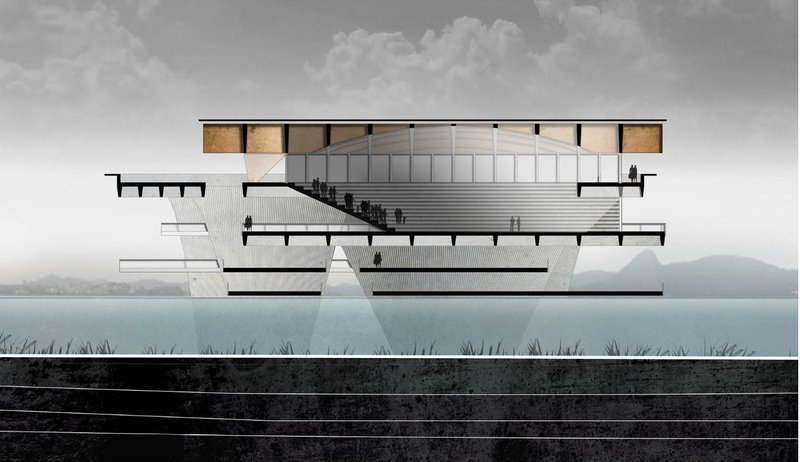 Cross-Section View: An intricate cross-section of The Mesh, showcasing its layered design and sustainable features.