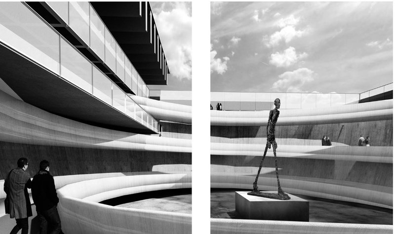 Courtyard Perspective: The Mesh’s courtyard, combining contemporary aesthetics with open spaces for public engagement.