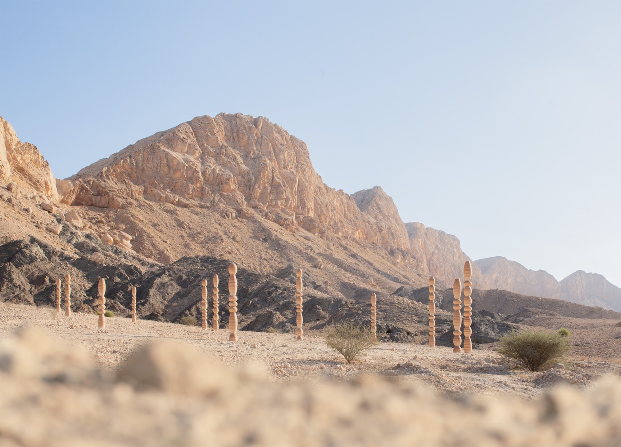 Karim+Elias Plants Twelve Rammed-Earth Totems in a UAE Archaeological Reserve